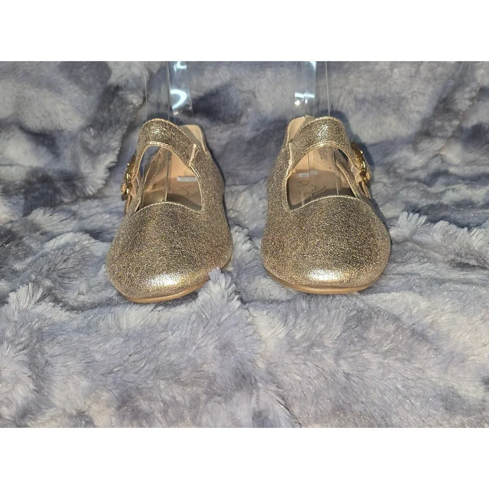 NWOB Sam‎ Edelman Gold Glitter Maeve Michaela Kids Mary Jane Flat Size 1